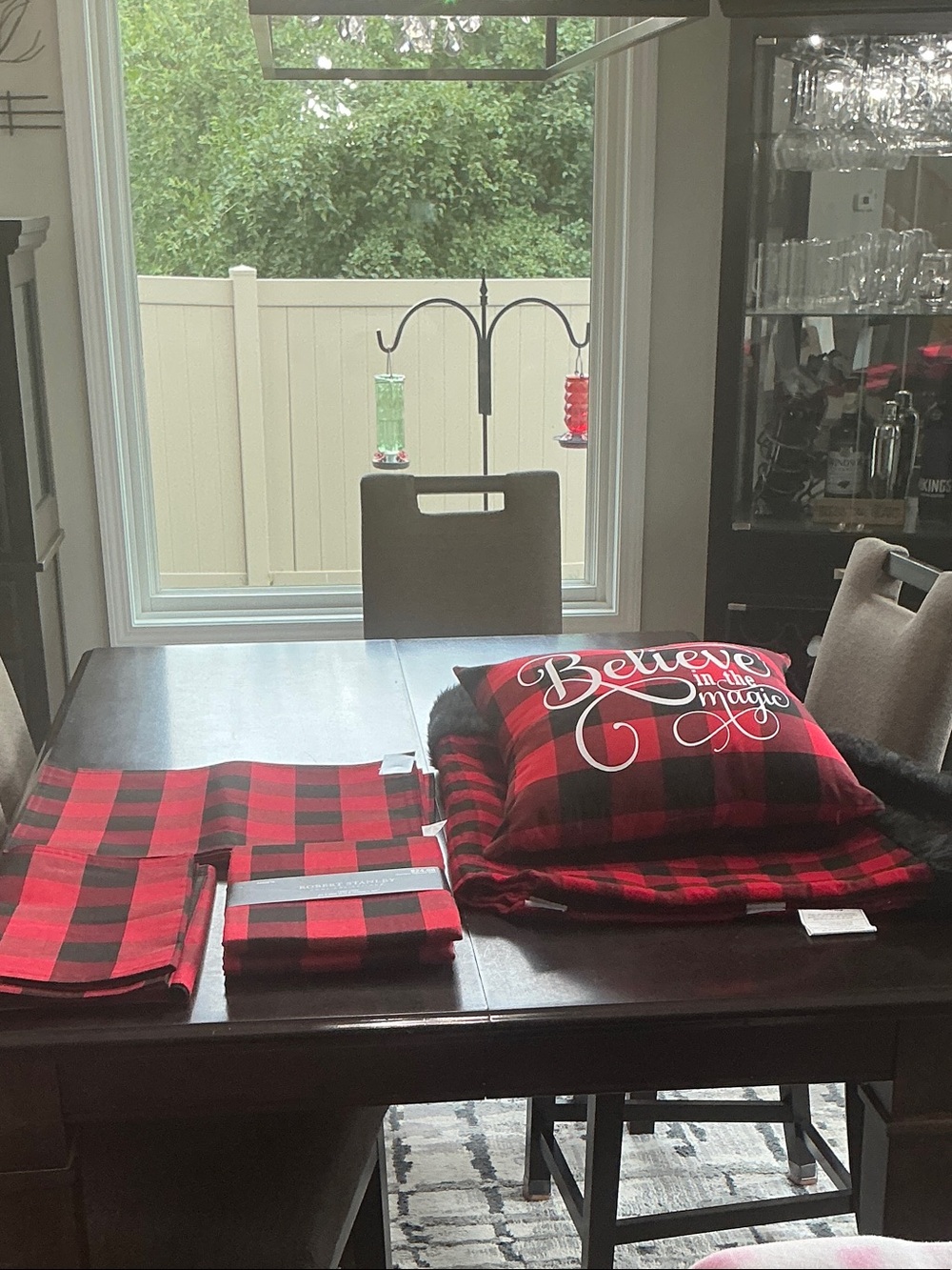 Red and Black Buffalo Plaid Holiday Pillow, Placemats, Tree skirt, etc.